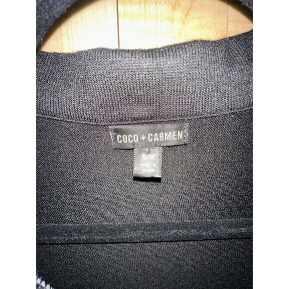 Coco + Carmen Black Polo Short Sleeve Mini Dress Sheer Jersey Black Size S / M - Picture 3 of 5